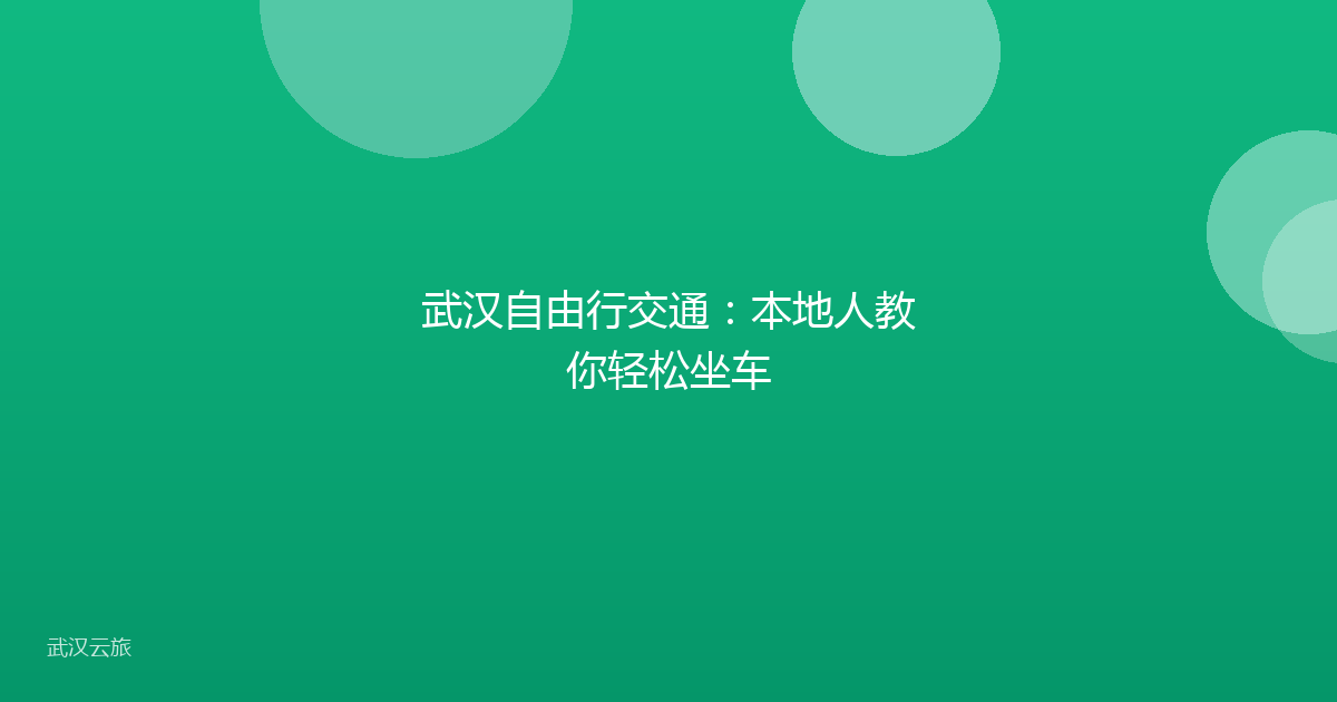 武汉自由行交通:本地人教你轻松坐车
