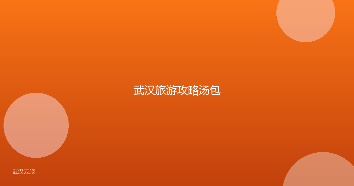 武汉旅游攻略汤包