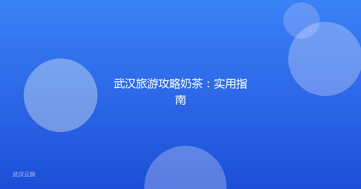 武汉旅游攻略奶茶：实用指南