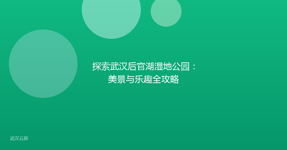 探索武汉后官湖湿地公园:美景与乐趣全攻略