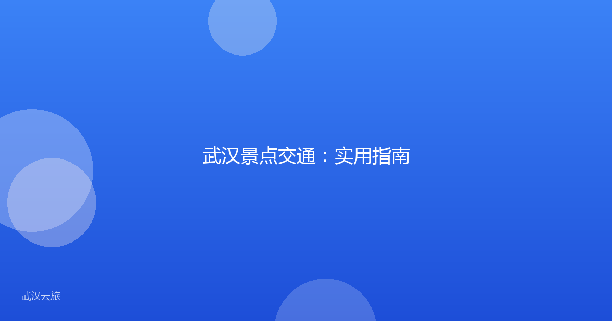 武汉景点交通:实用指南