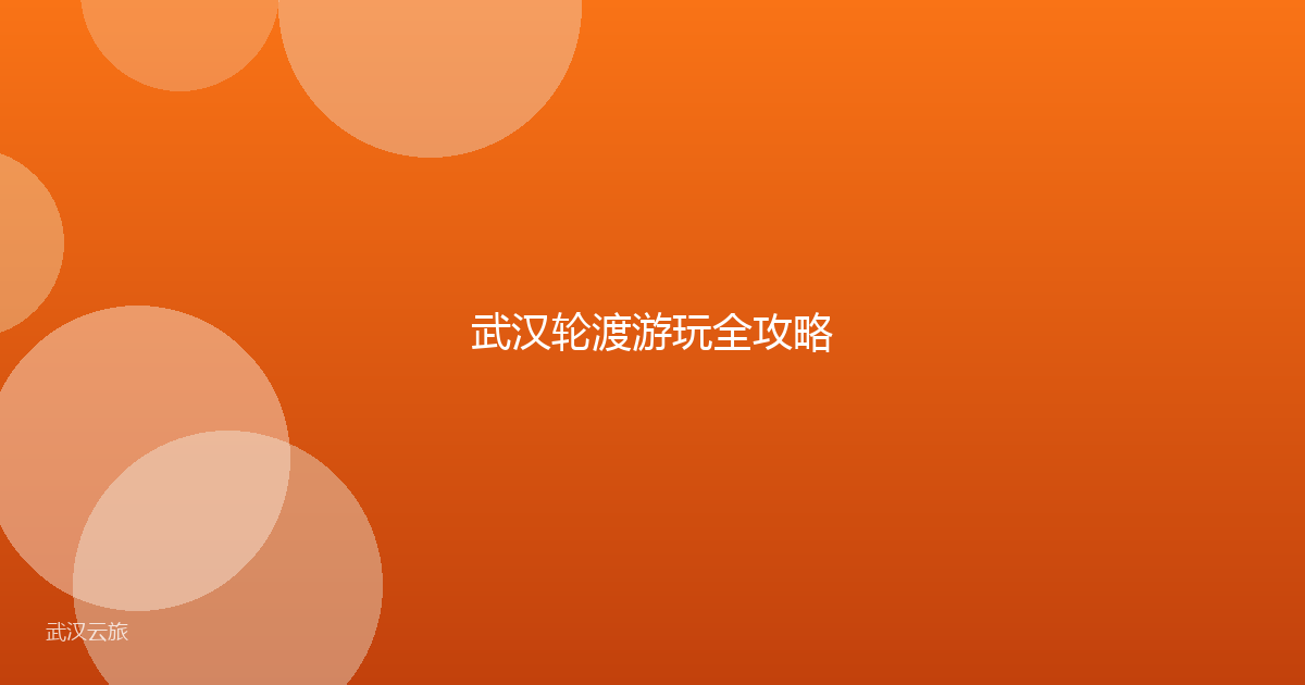 武汉轮渡游玩全攻略