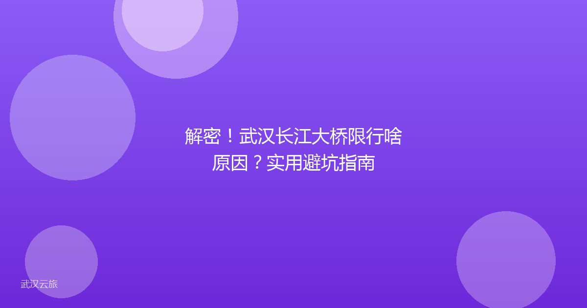 解密!武汉长江大桥限行啥原因?实用避坑指南